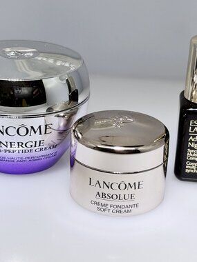 Three new, not used, generous samples of Lancome and Estee Lauder creams